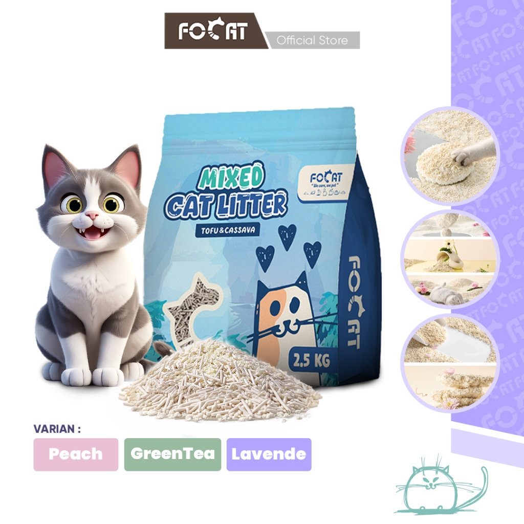 FOCAT Pasir Tofu Campuran Singkong 7.5L N06 Mix Cat Litter Tofu & Cassava / Pasir Gumpal Wangi
