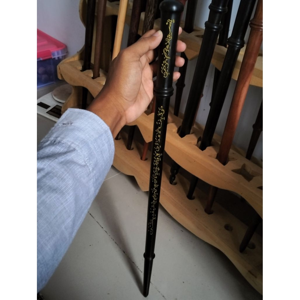 tongkat komando kelor hitam Kalimantan ukiran lafadz