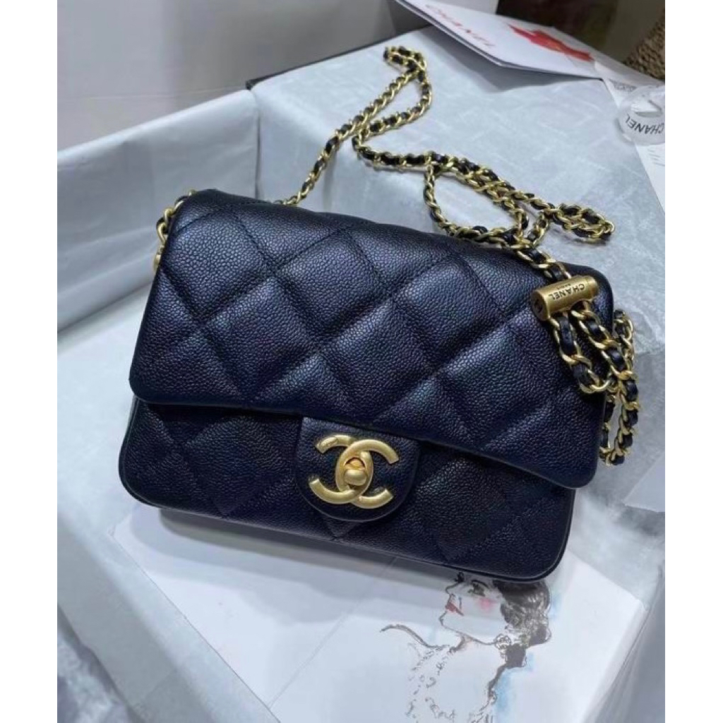 Ch4ndol Flap mini bag Caviar Navy GHW PLove