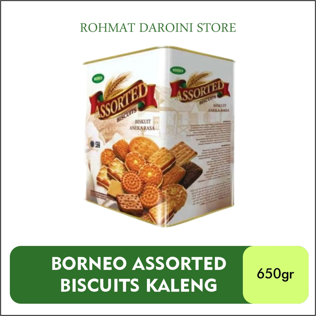 Borneo Biskuit Assorted Kaleng Segi 650gr