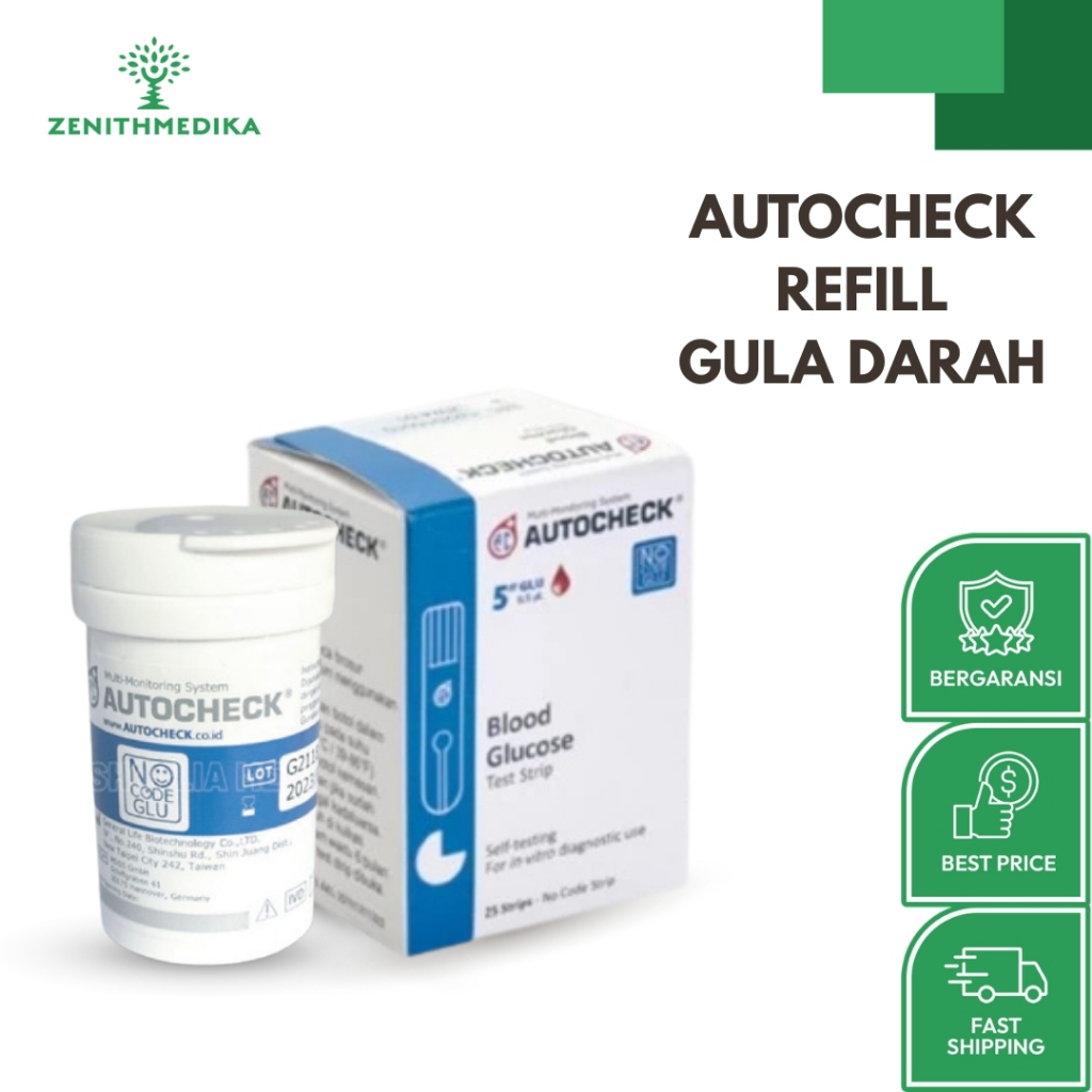 Refill Strip Gula Darah Autocheck / Alat Cek gula Darah / Stik Gula Darah / Stick Autocheck/ Autoche