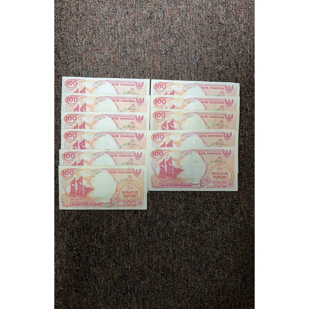 100 rupiah kertas perahu phinisi merah