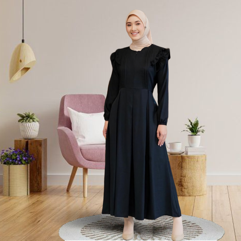 Gamis Terbaru 2026 Lebaran Wanita Midi Long Dress Gamis Gaun Kondangan Model Terbaru Elegan Simple M