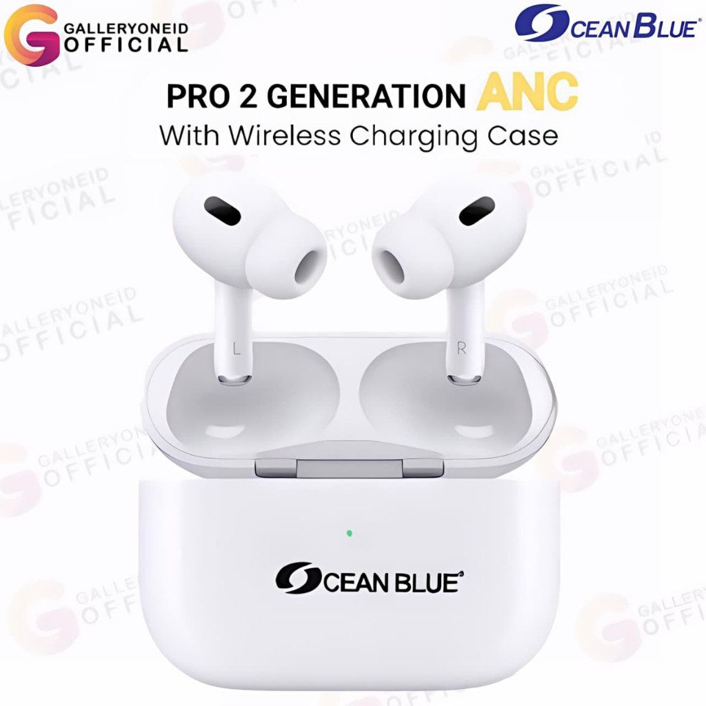 Earphone Headset Bluetooth TWS Pods Pro 2 ANC Oceanblue Wireless iOs Android TWS Super Bass