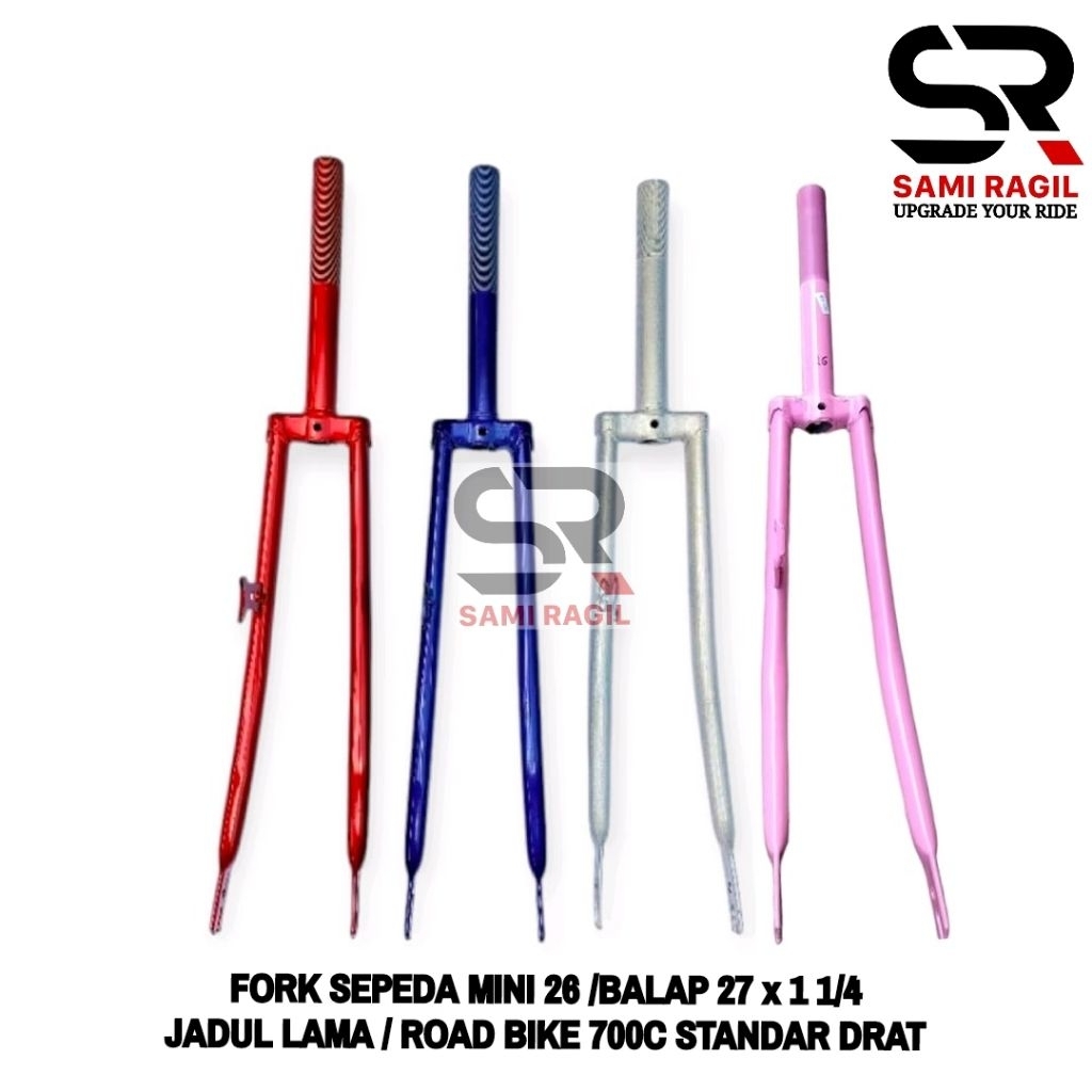 FORK SEPEDA MINI 26 BALAP 27 x 1 1/4 JADUL LAMA ROAD BIKE BALAP BAN LUAR 700 FIXIE GARPU POROK MERAH