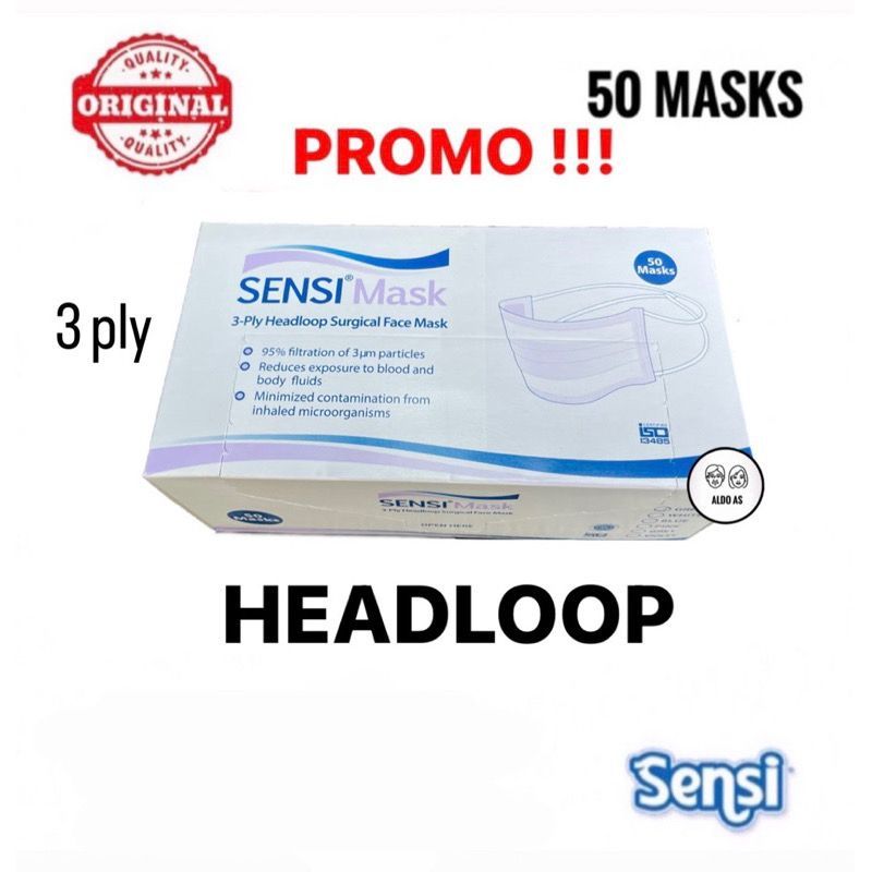 Masker Sensi Headloop 3 ply Medis Isi 50 pcs