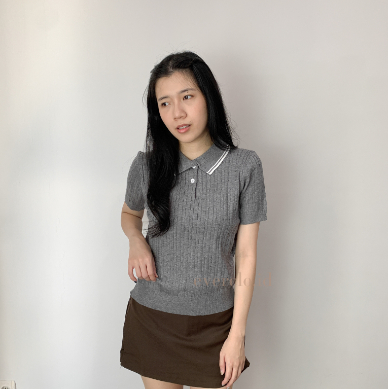 EVERCLO - Iroha Polo Shirt - Atasan Kemeja Polo Shirt Wanita Bahan Knit
