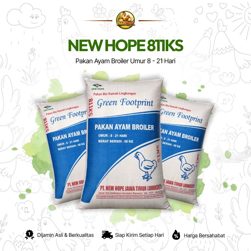 New Hope 811KS – Pakan Ayam Broiler Umur 8–21 Hari | Green Footprint | REPACK KILOAN | PakanAyamCom