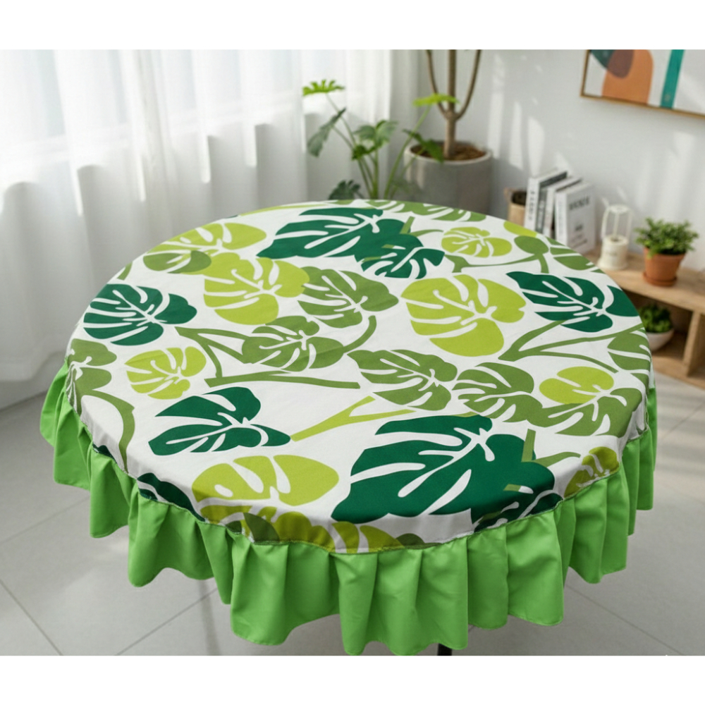 Shafiyyah.sarban Taplak Meja Makan Bulat 4 (Empat) kursi Rempel / Rumbai / Taplak Meja Oshin