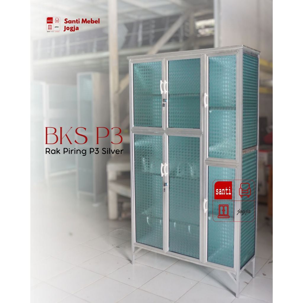 Lemari Dapur Rak Piring Aluminium 3 pintu Silv BKS Standard
