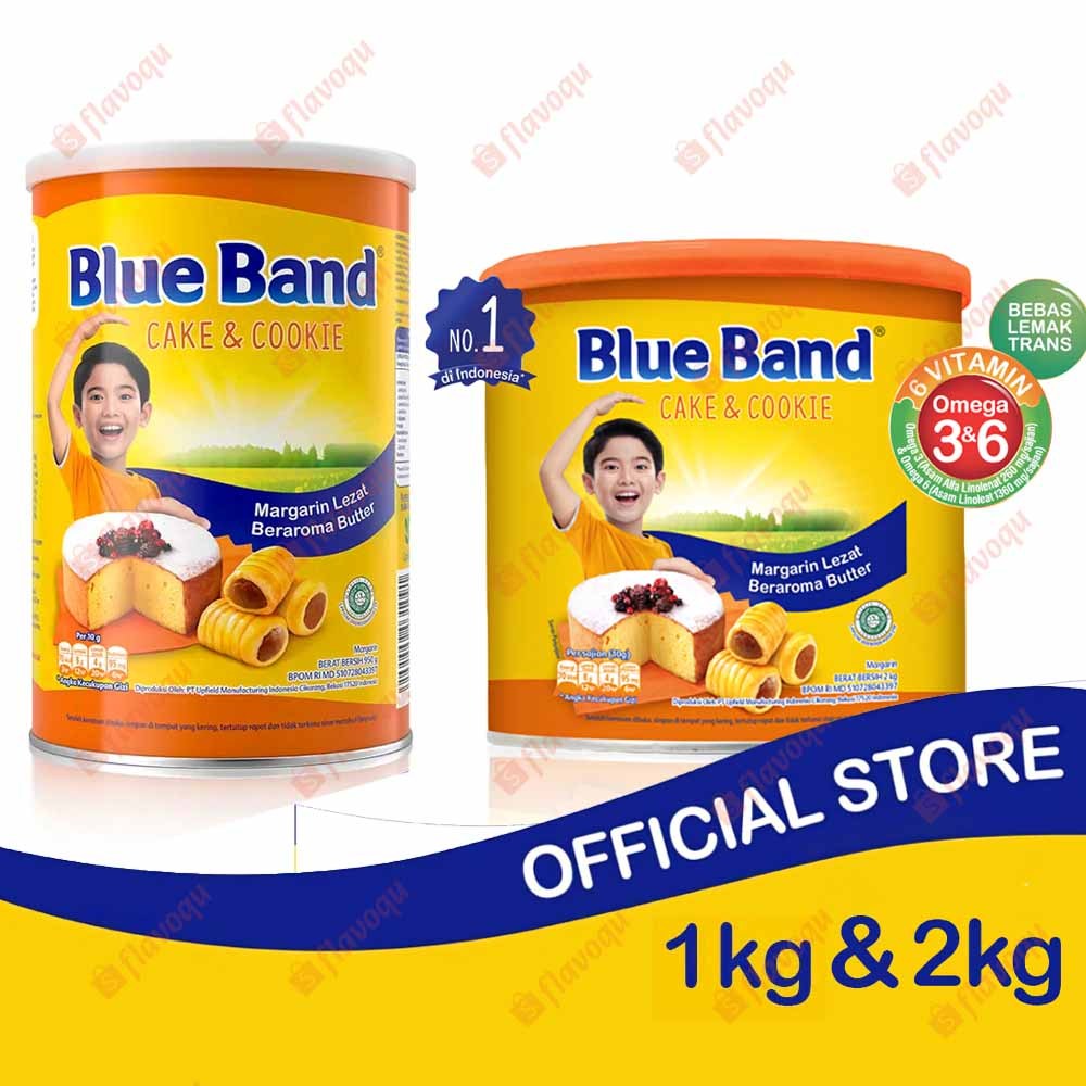 BLUE BAND Cake Cookie Untuk Kue Lembut Tahan Lama Kemasan Kaleng Tin 1kg 2kg Halal Vitamin B2 Omega 