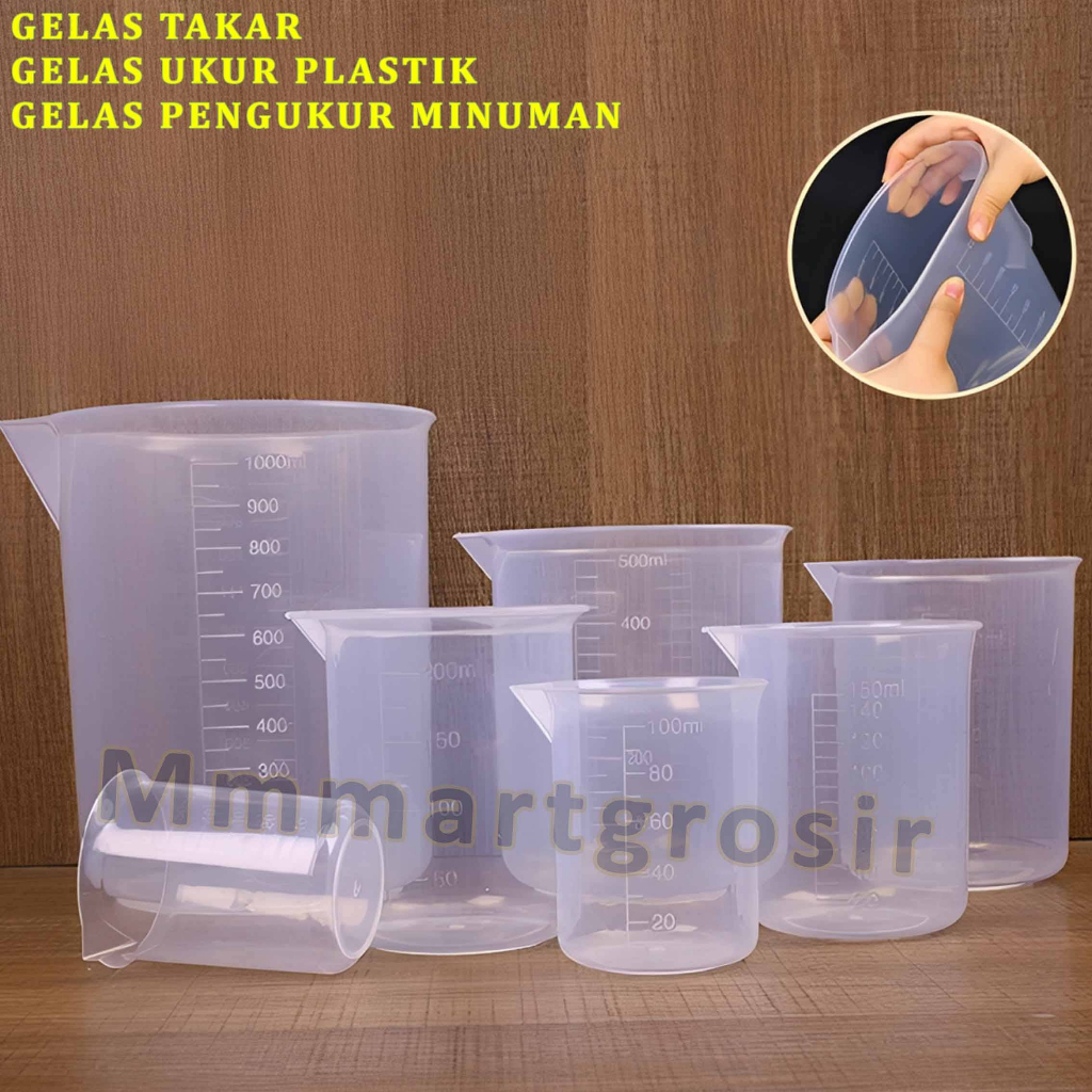Gelas Takar / Gelas Ukur Plastik / Gelas Takar Pengukur Minuman Serbaguna / 1pcs