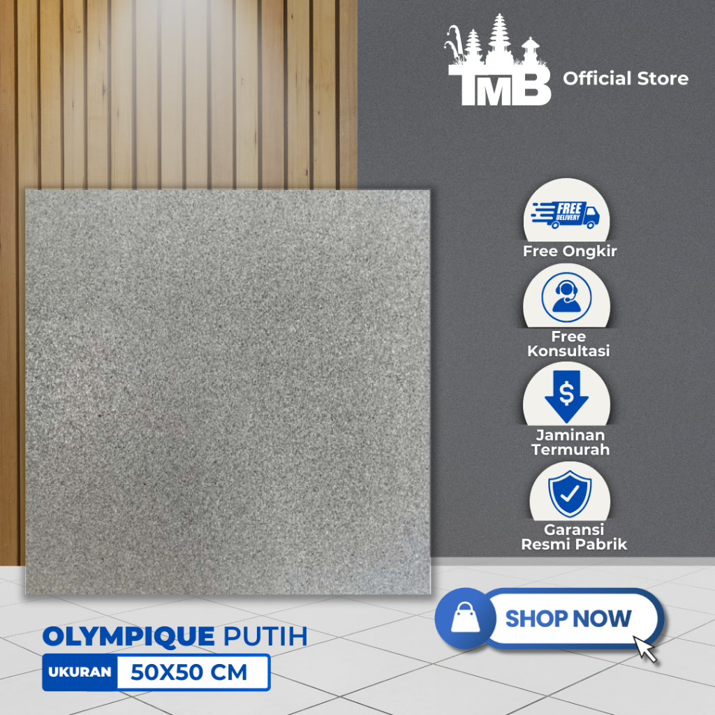 Aversa 50x50 Olympiqu Putih Keramik Lantai Keramik Matte Motif Batu Bintik