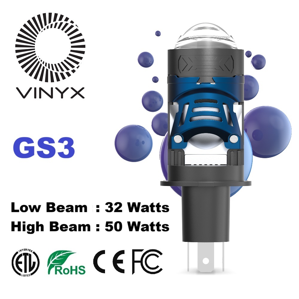 Lampu Utama LED VINYX GS3 GS2 H4 Projie H4 Mini Projector Lens Lensa Mobil Motor Headlight Headlamp 