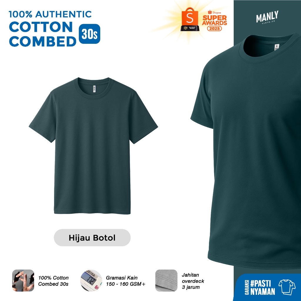 KAOS HIJAU BOTOL POLOS PREMIUM COMBED 30S