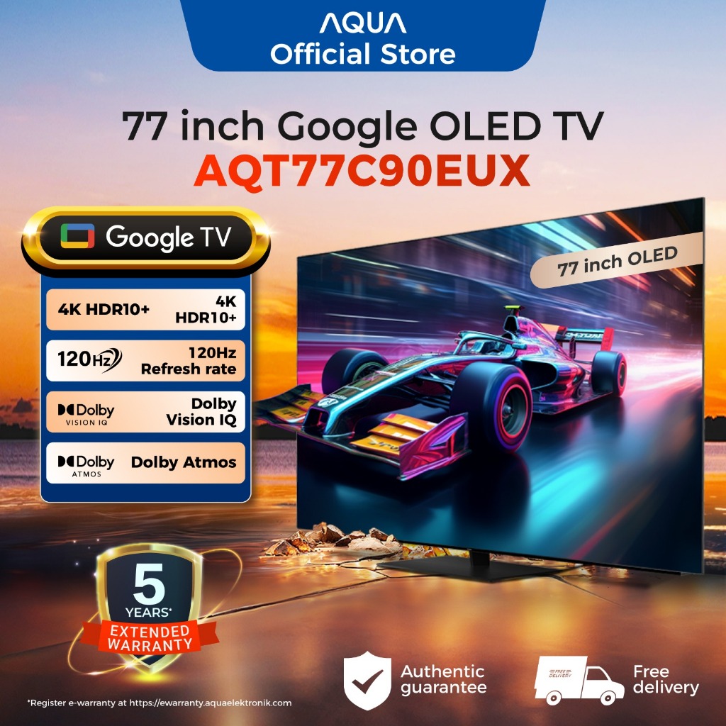 AQUA Elektronik TV AQT77C90EUX-4K OLED-HDR 10+-Google TV - Dolby Vision & Atmos-120 Hz VRR-RAM 3GB R