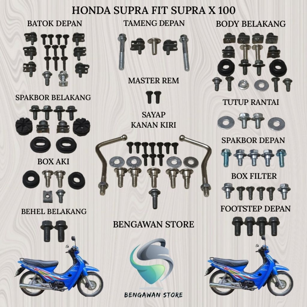 Baut Full Set Cover Bodi Body Honda Supra Fit Supra X 100