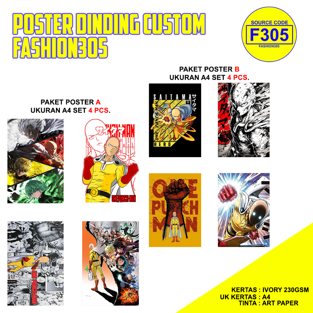 POSTER ANIME ONE PUNCH MAN OPM WALLPAPER DINDING