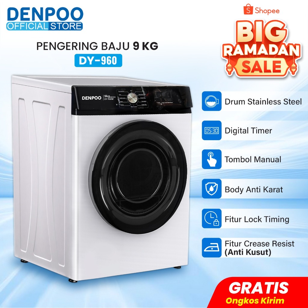 Denpoo Mesin Pengering Pakaian Laundry Mesin Dryer DY 960