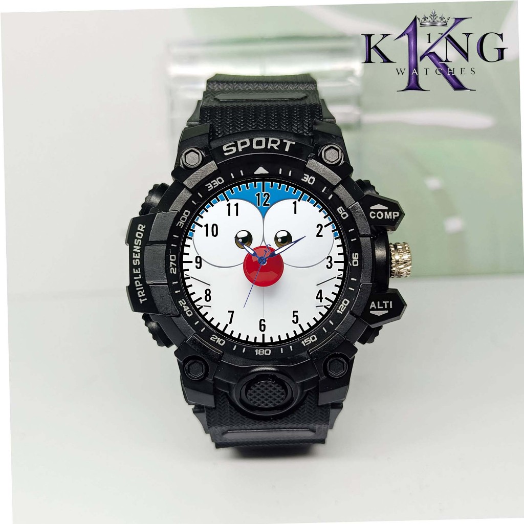 Jam Tangan Analog Anak Design Sporty Bahan Rubber Anti Air Dengan Karakter DORAEMON