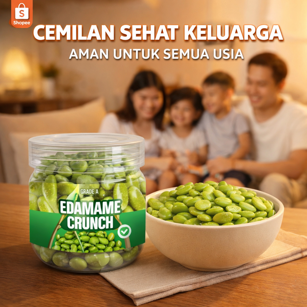 Edamame Crunch Snack Sehat Tinggi Protein Diet Food Renyah Gurih Toples 100gr Low Calorie
