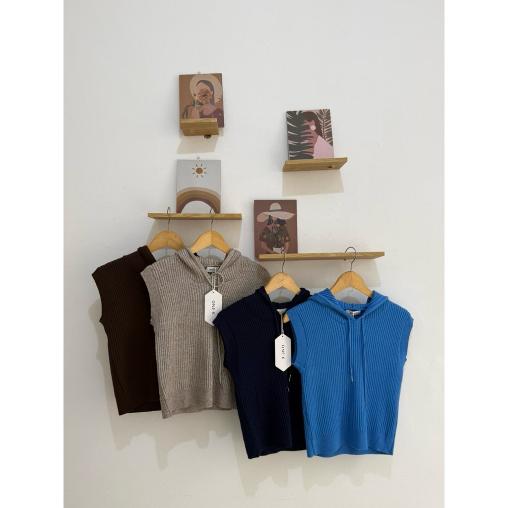 SL469 | ATASAN HOODIE KNITT by ONE-K BKK | VEST HOODIE KNITT | HOODIE RAJUT KENGSI | ATASAN RAJUT HO