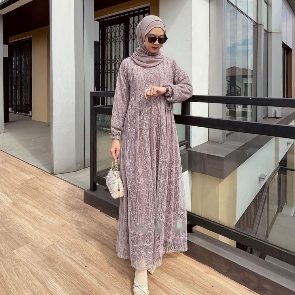 Syiraaswardrobe Mayumi dress gamis maxi dress brukat mewah wanita