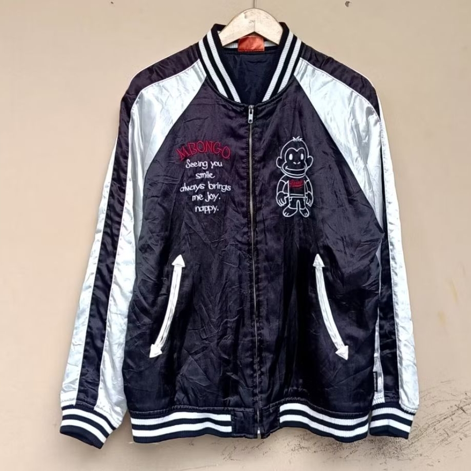 Jacket sukajan mbongo varsity japanese vintage black white