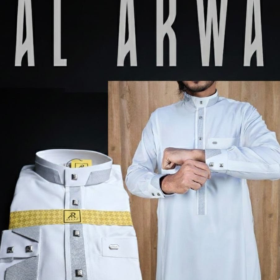 Jubah Al Raz Model Al Arwa – Katun Premium, Lengan Manset, Nyaman & Elegan
