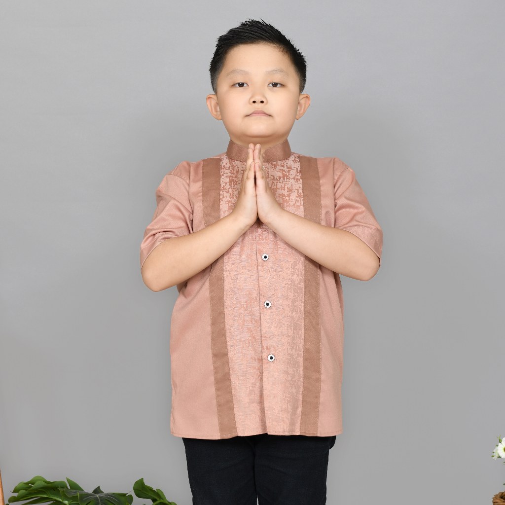 Adhipa Koko Couple Zavian Ayah Anak warna Peach Salmon