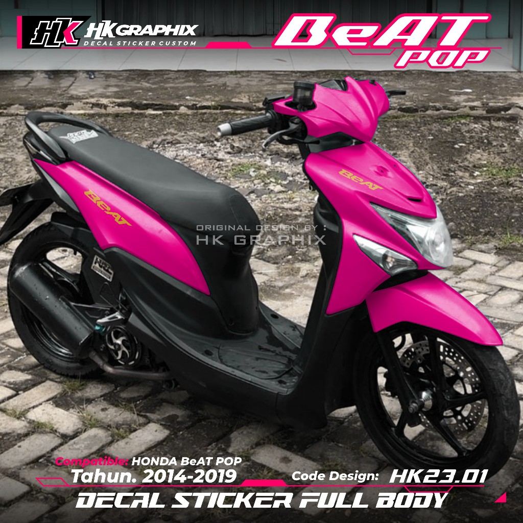 Decal Stiker Honda BeAT POP Full Body 2014 2015 2016 2017 2018 2019 Stiker Motor Beat Warna Polos HK