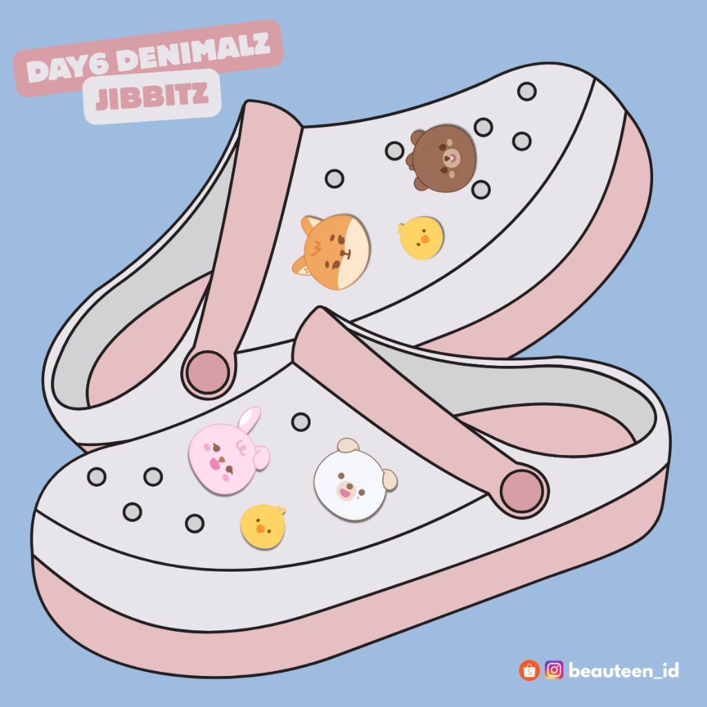 PO DAY6 DENIMALZ JIBBITZ pin patch charm aksesoris hiasan sandal 3d rubber resin acrylic akrilik teb
