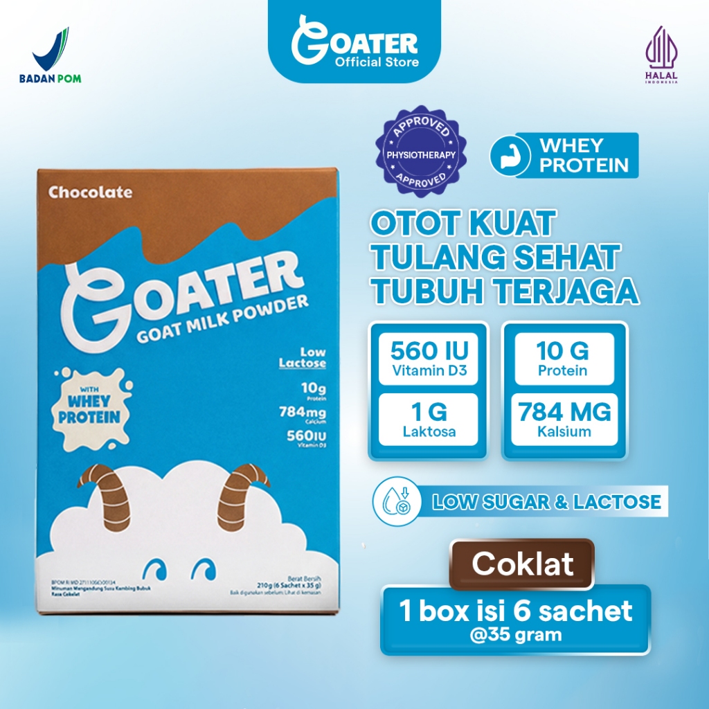[1 BOX] GOATER - Susu Paling Tinggi Kalsium & Tinggi Protein Untuk Otot Kuat Tulang Sehat - Susu Cok