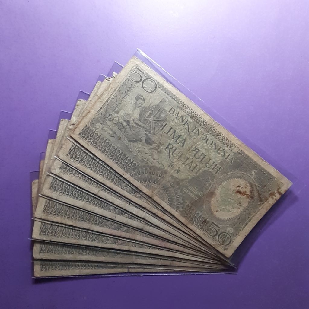 uang kuno 50 rupiah pekerja 1964