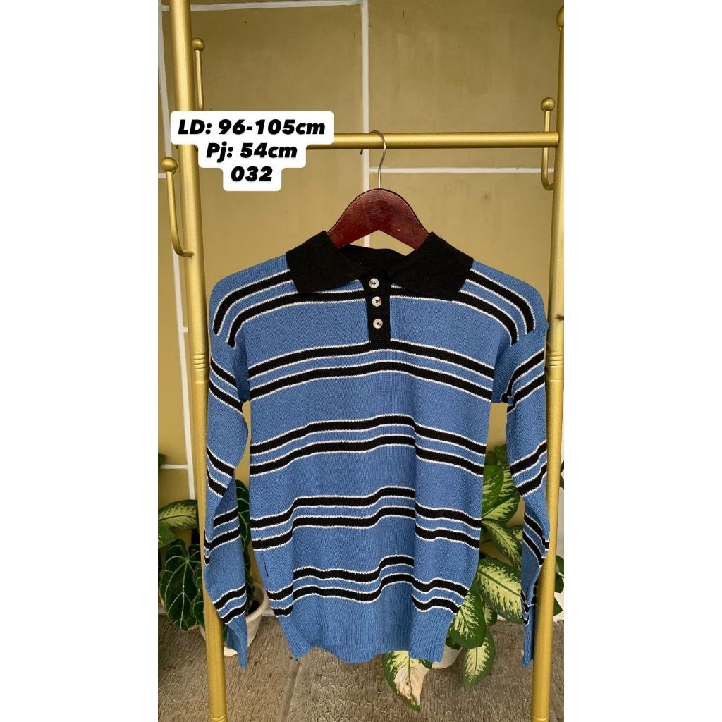 sweater knit rajut half button