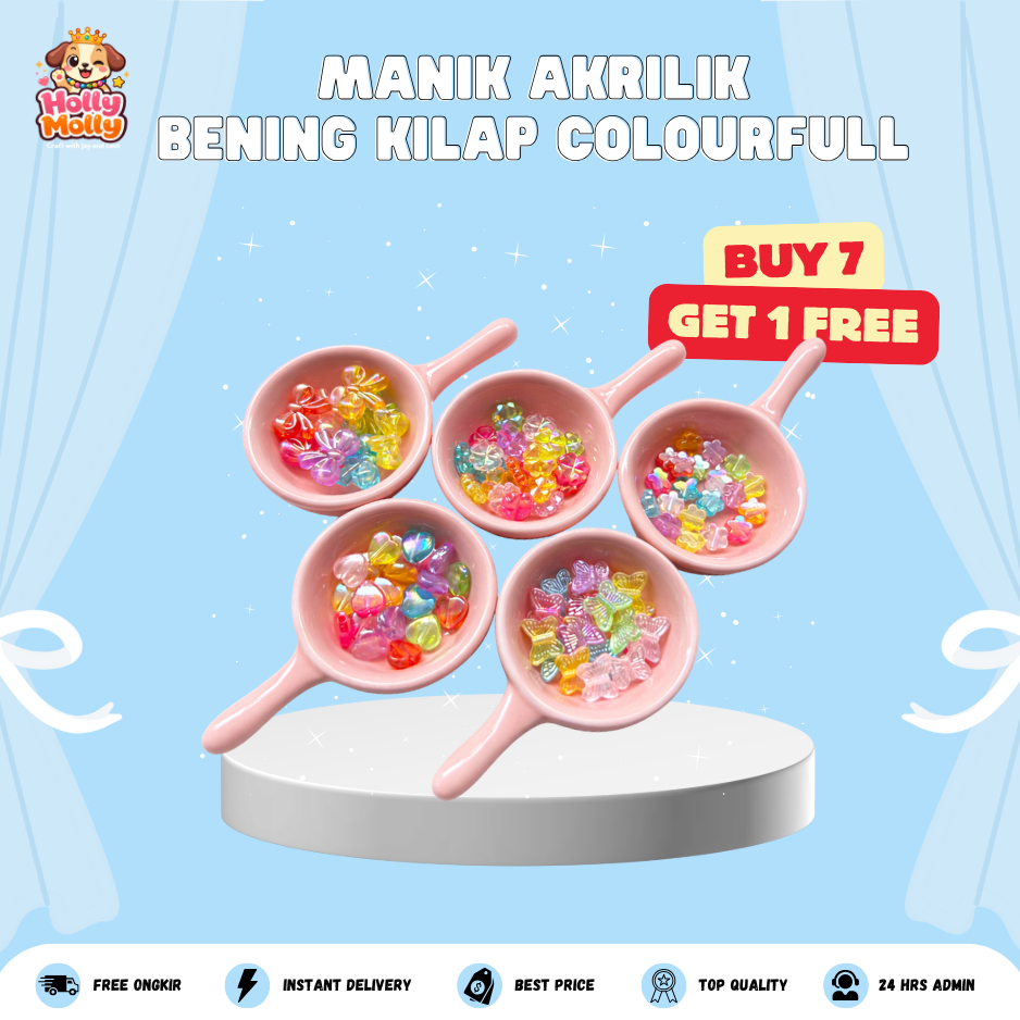 Manik Mote Akrilik Bening Pelangi AB Kilap Warna Colourfull Manik Lucu Aesthetic Bahan Craft DIY