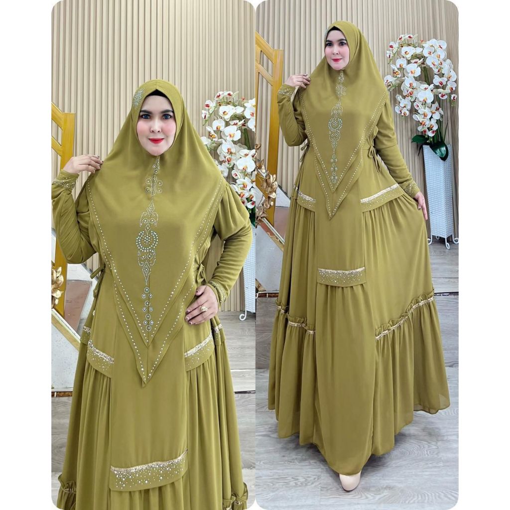 GAMIS SYAR'I PAYET MEWAH ORIGINAL DRESS PESTA SYARI MEWAH GLAMOUR ELEGAN CANTIK TERBARU