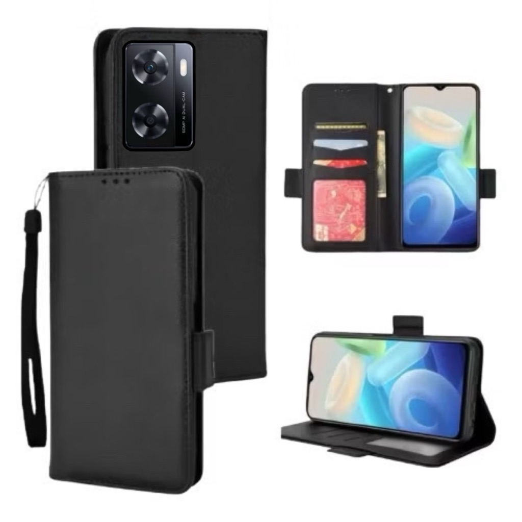 Case Oppo A57 2022 - Oppo A77S Flip Case Dompet hp Flip Kulit Leather