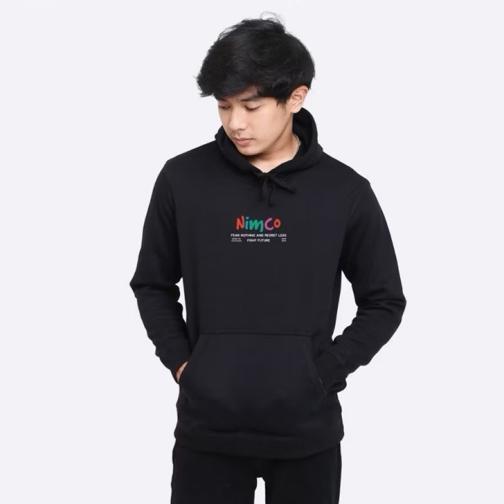 Hoodie Nimco Hitam NM00051 Sweatershirt Pria Wanita