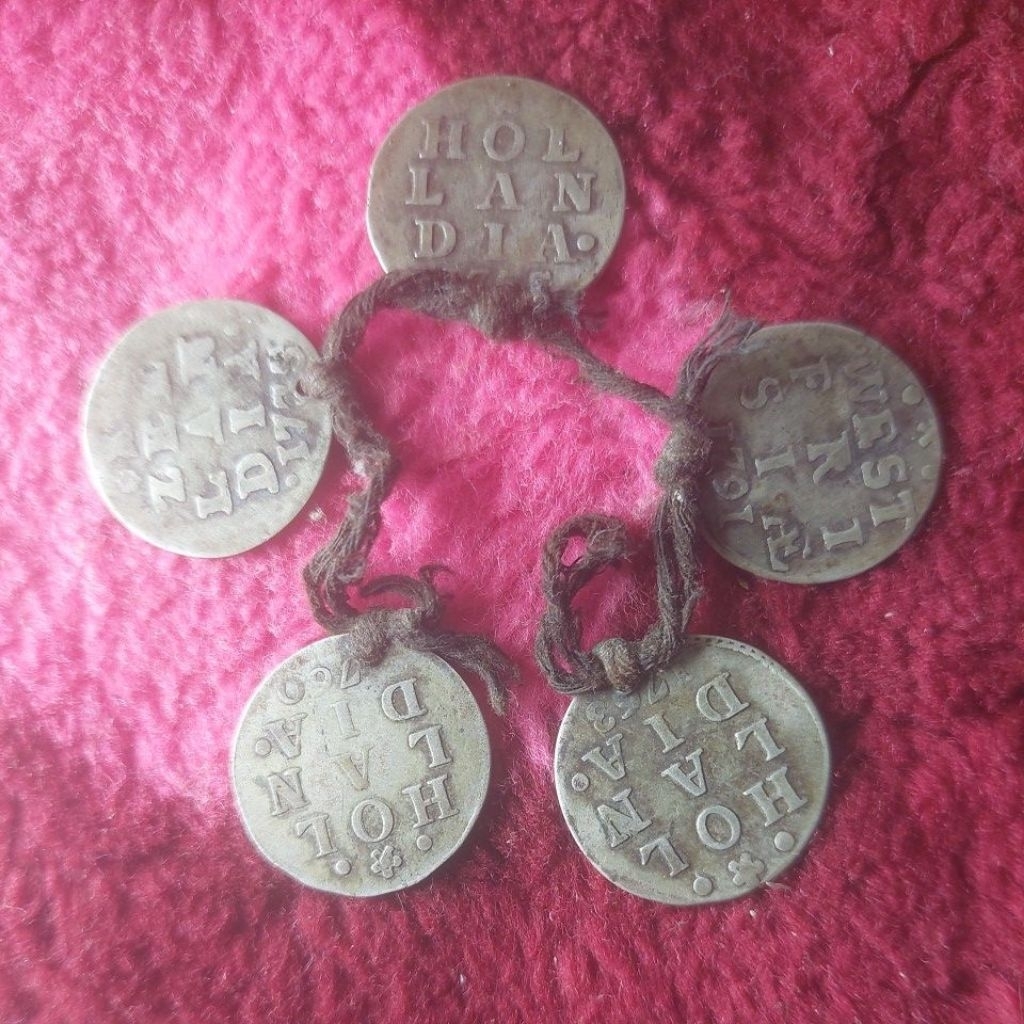 5 keping koin perak 2 stuiver asli.