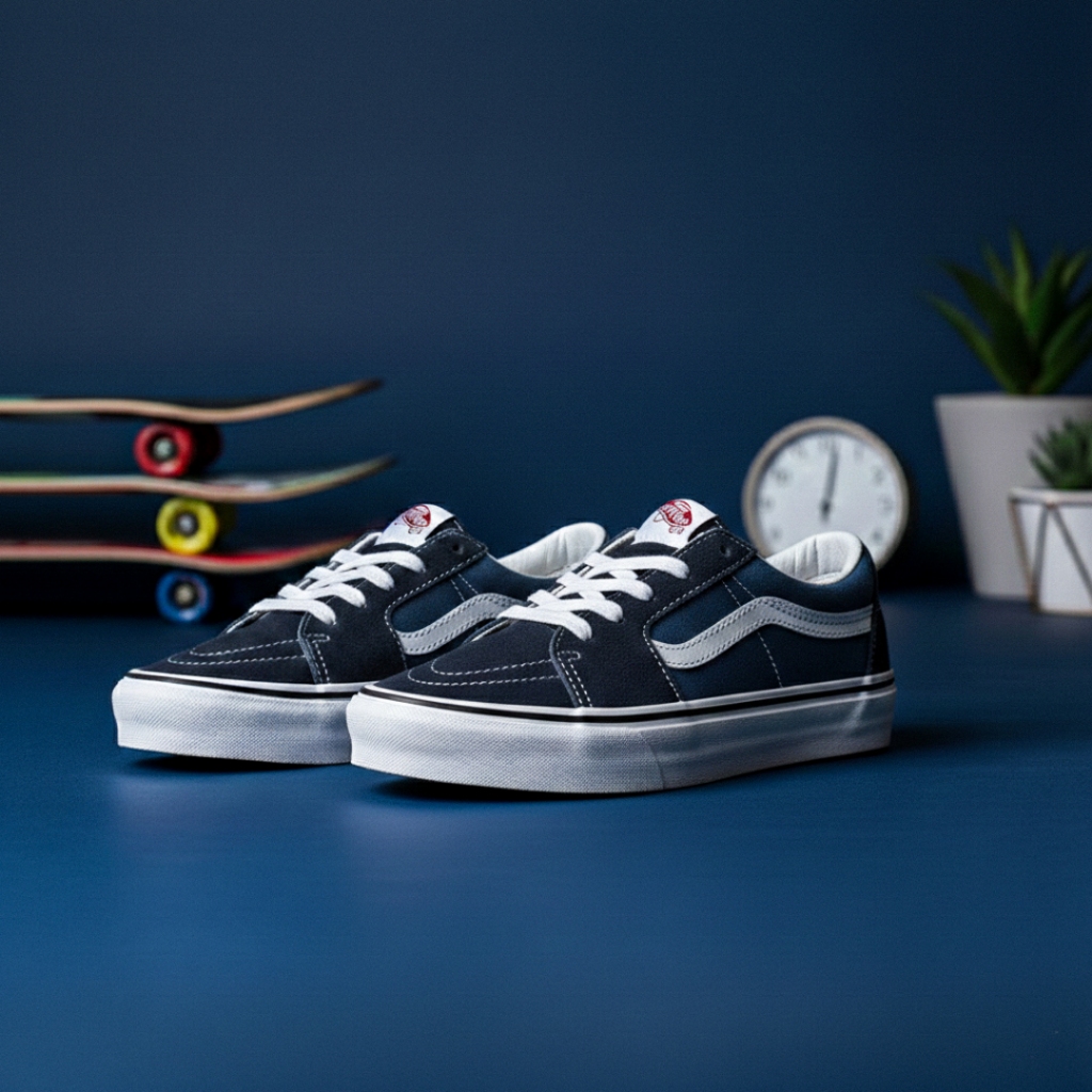 SK - 8 - LOW Navy White Sepatu Original 100% Global Release