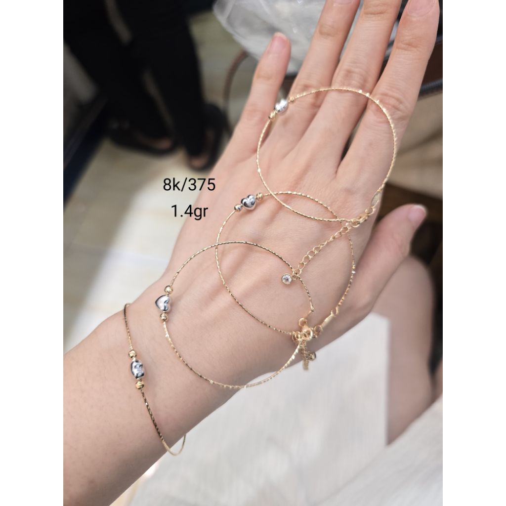 Gelang emas choker ukir love putih bola pentol ukir 8k