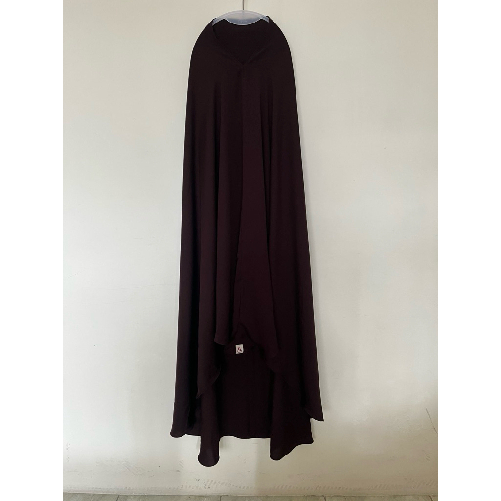 Khimar Sidra Oval Split Coklat Tua like new