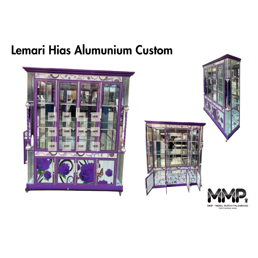 Lemari Hias Alumunium 4 Pintu Custom | Lemari Hias Alumunium Custom Murah Palembang