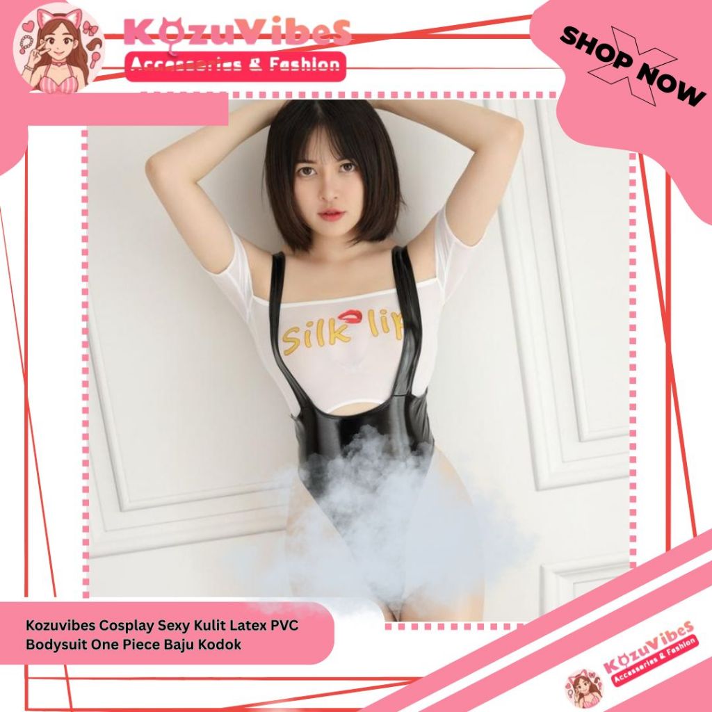 Kozuvibes Cosplay Sexy Kulit Latex PVC Bodysuit One Piece Baju Kodok