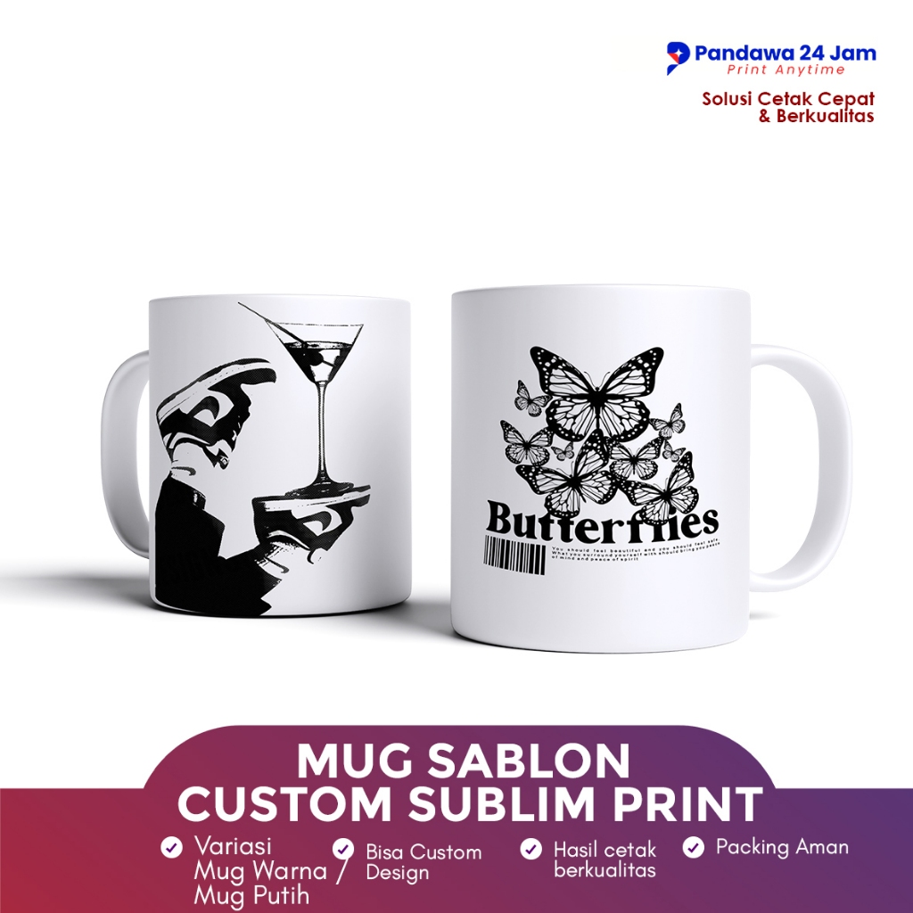 Cetak Mug Custom + Kardus || Mug Polos Cetak || Mug Warna Dalam || Mug Bunglon