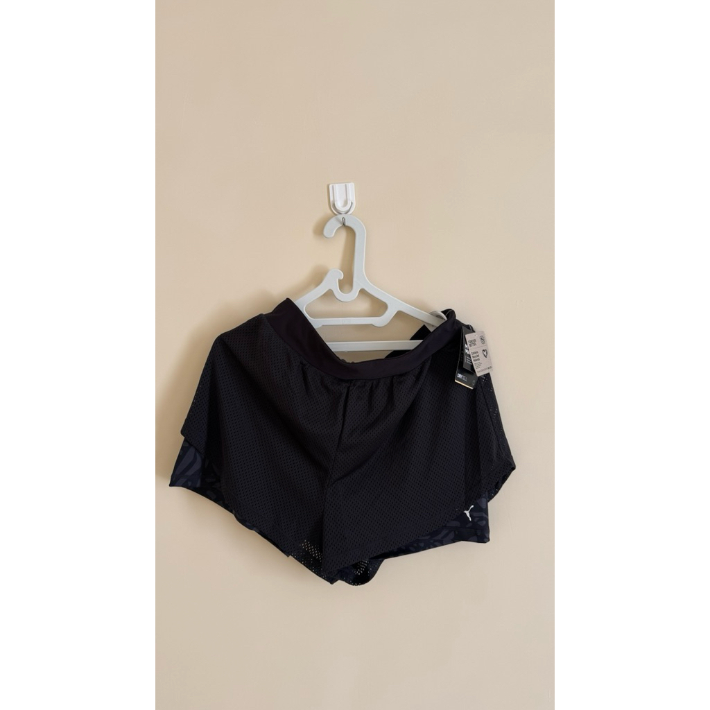 NEW 100% ORIGINAL EROPA PUMA SHORT 2 in 1 MESH WOMAN BLACK SPORT OLAHRAGA CELANA PENDEK RUNNING GYM 