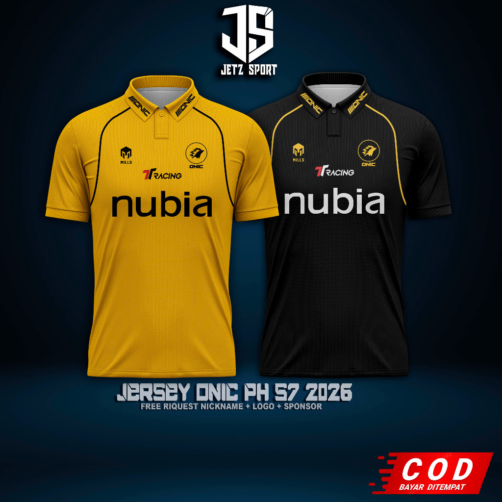 Jersey Kaos Onic PH Onic ID S17 2026-2027 Dry Fit Full Printing Hitam Kuning Dewasa Anak