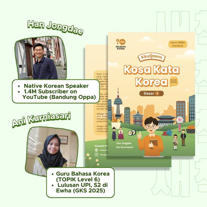 BUKU BELAJAR BAHASA KOREA | BUKU KKULJAEM KOSAKATA KOREA DASAR | BUKU PEMULA BAHASA KOREA