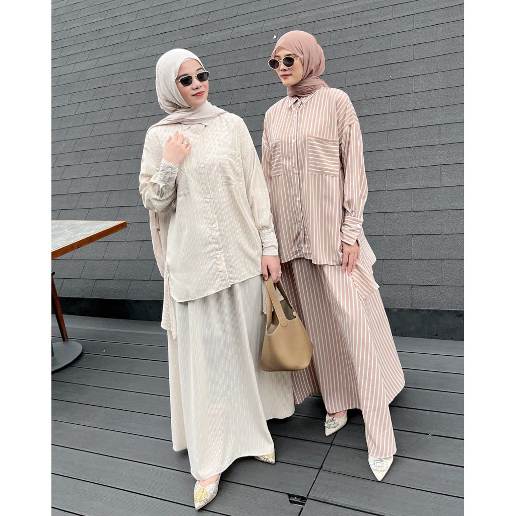 NALA SET ROK Setelan Rok Atasan Kemeja Bahan Twill Bangkok